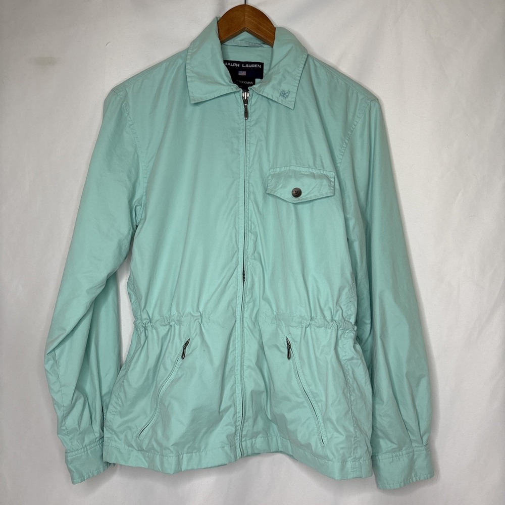 Vtg Ralph Lauren Polo Sportβ S Windbreaker Jacket Cinched Waist Pastel Green